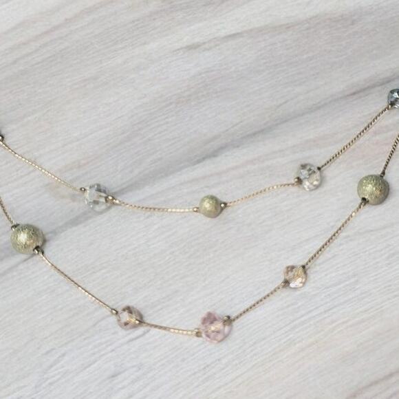 Ann Taylor Loft Beaded Layered Gold Tone Necklace - Picture 6 of 7